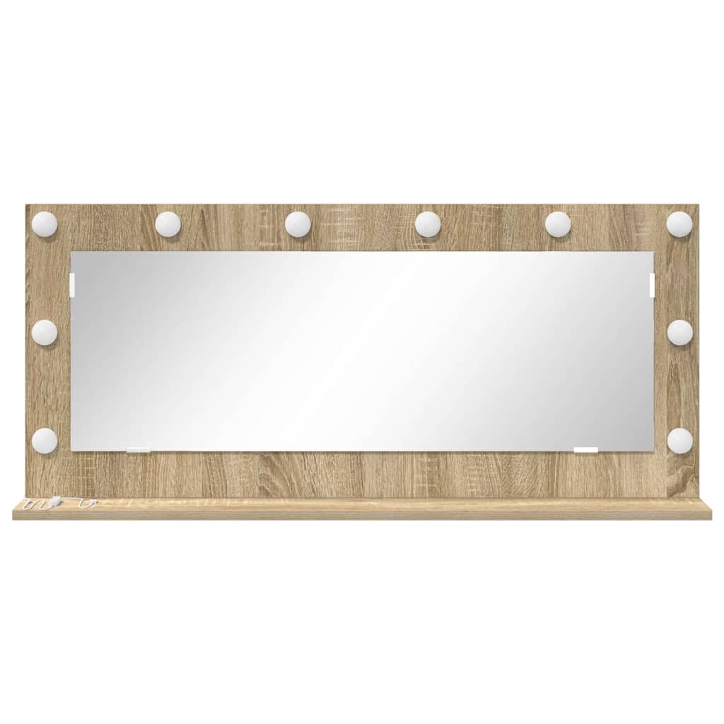 Vaskeskab Spejl Med Led -strimmellys Sonoma Eg 100 X 45 X 18 Cm - Billede 4