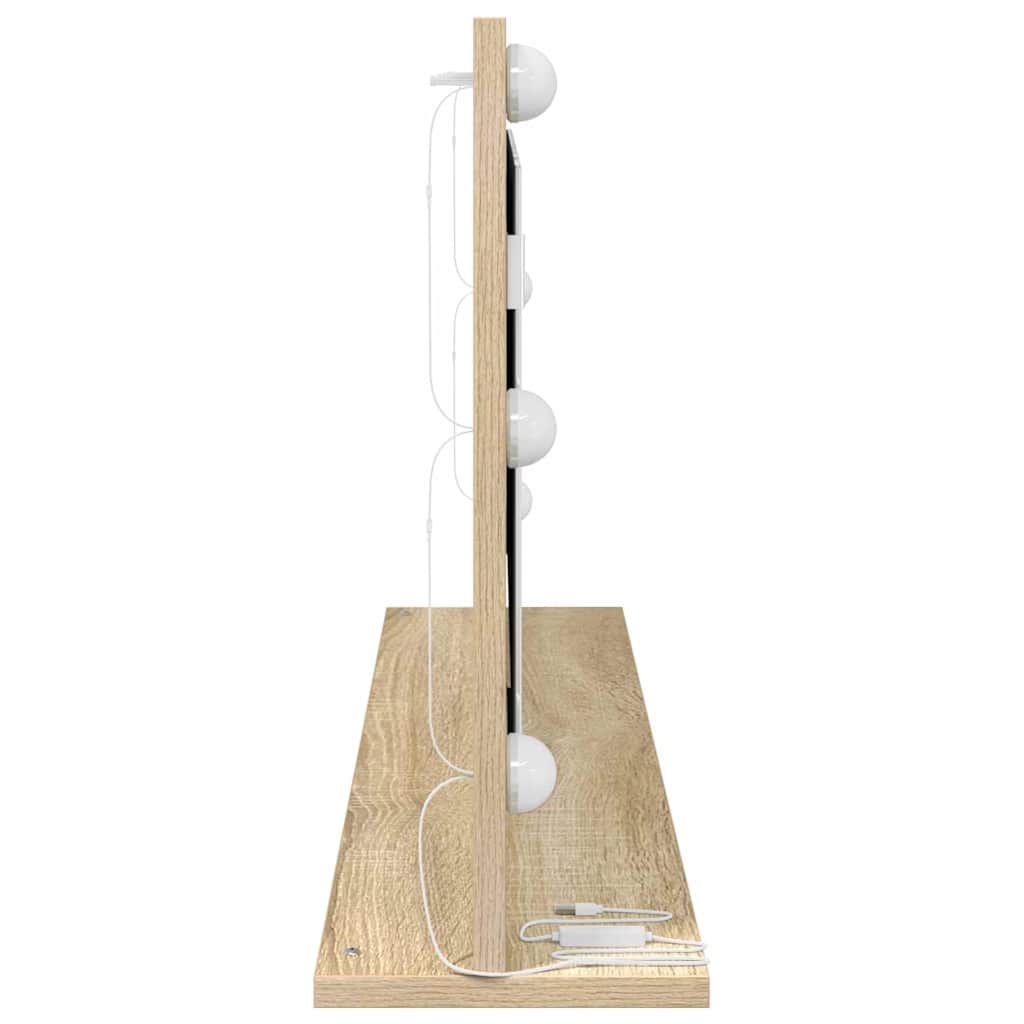 Vaskeskab Spejl Med Led -strimmellys Sonoma Eg 100 X 45 X 18 Cm - Billede 5