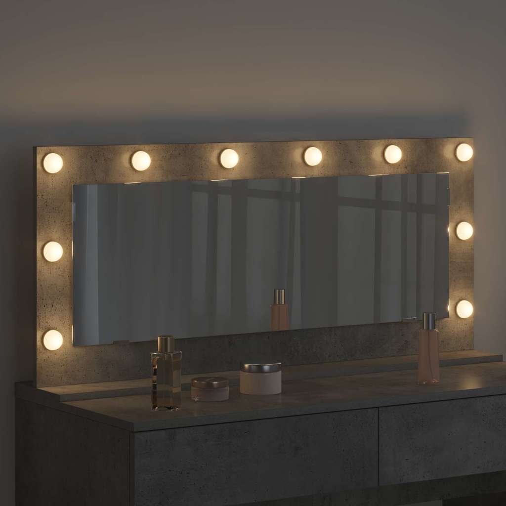 Vaskeskab Spejl Med Led -strimmellys Beton Grå 100 X 45 X 18 Cm - Billede 3
