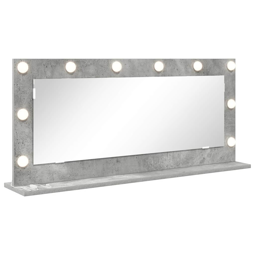Vaskeskab Spejl Med Led -strimmellys Beton Grå 100 X 45 X 18 Cm - Billede 2