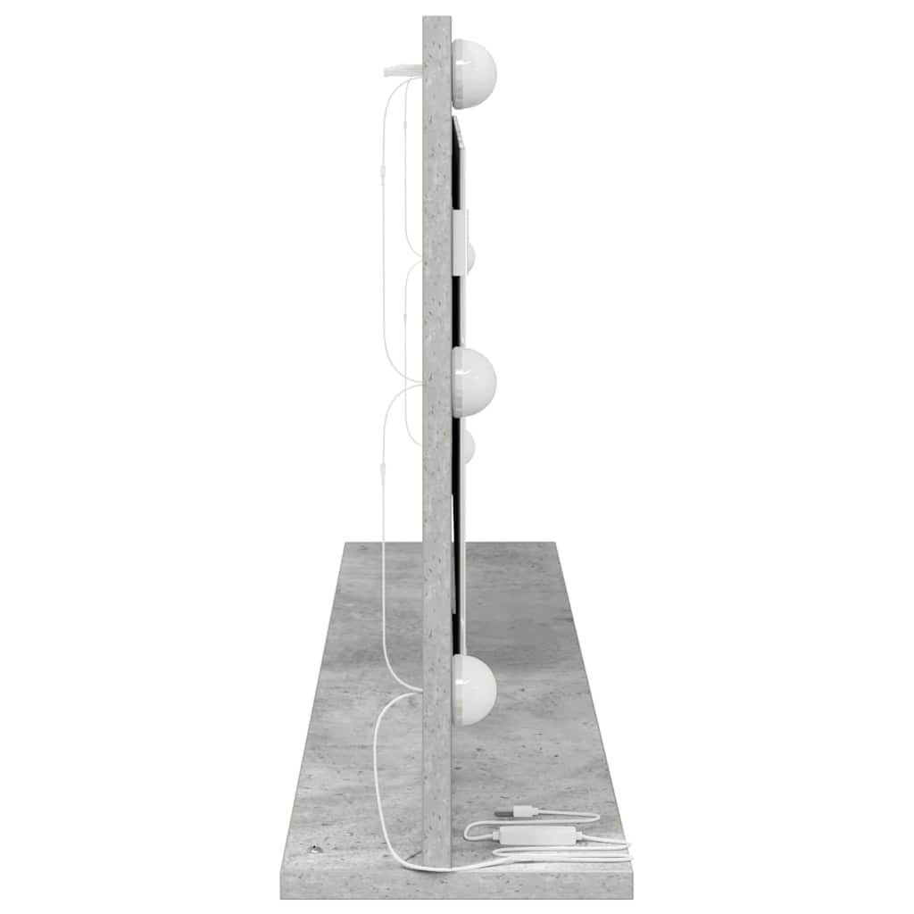 Vaskeskab Spejl Med Led -strimmellys Beton Grå 100 X 45 X 18 Cm - Billede 5