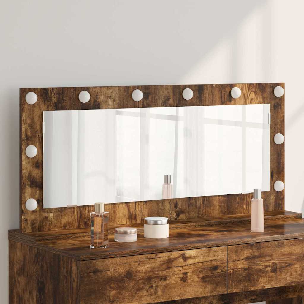 Vaskeskab Spejl Med Led -strimmellys Røget Eg 100 X 45 X 18 Cm - Hovedbillede