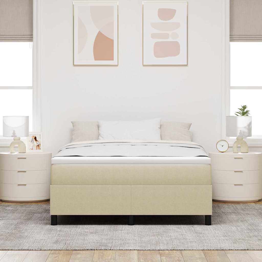 Box Spring Seng Lys Grå Og Hvid 203 X 140 X 60 Cm Corduroy Stof - Billede 4