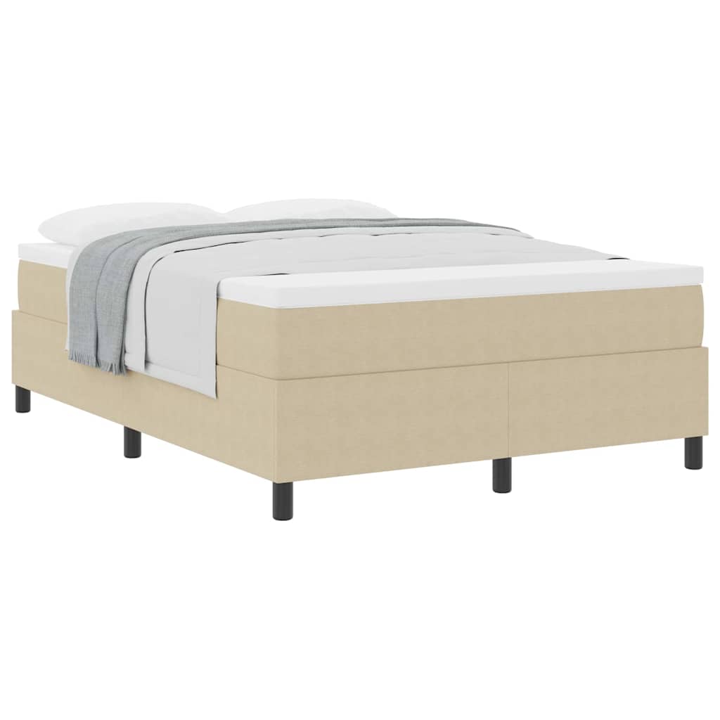 Box Spring Seng Lys Grå Og Hvid 203 X 140 X 60 Cm Corduroy Stof - Billede 3