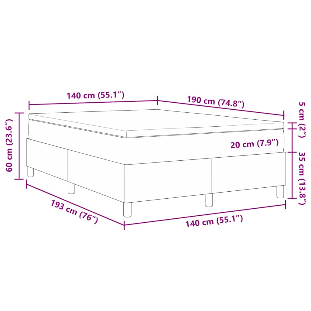 Box Spring Seng Lys Grå Og Hvid 203 X 140 X 60 Cm Corduroy Stof - Billede 13