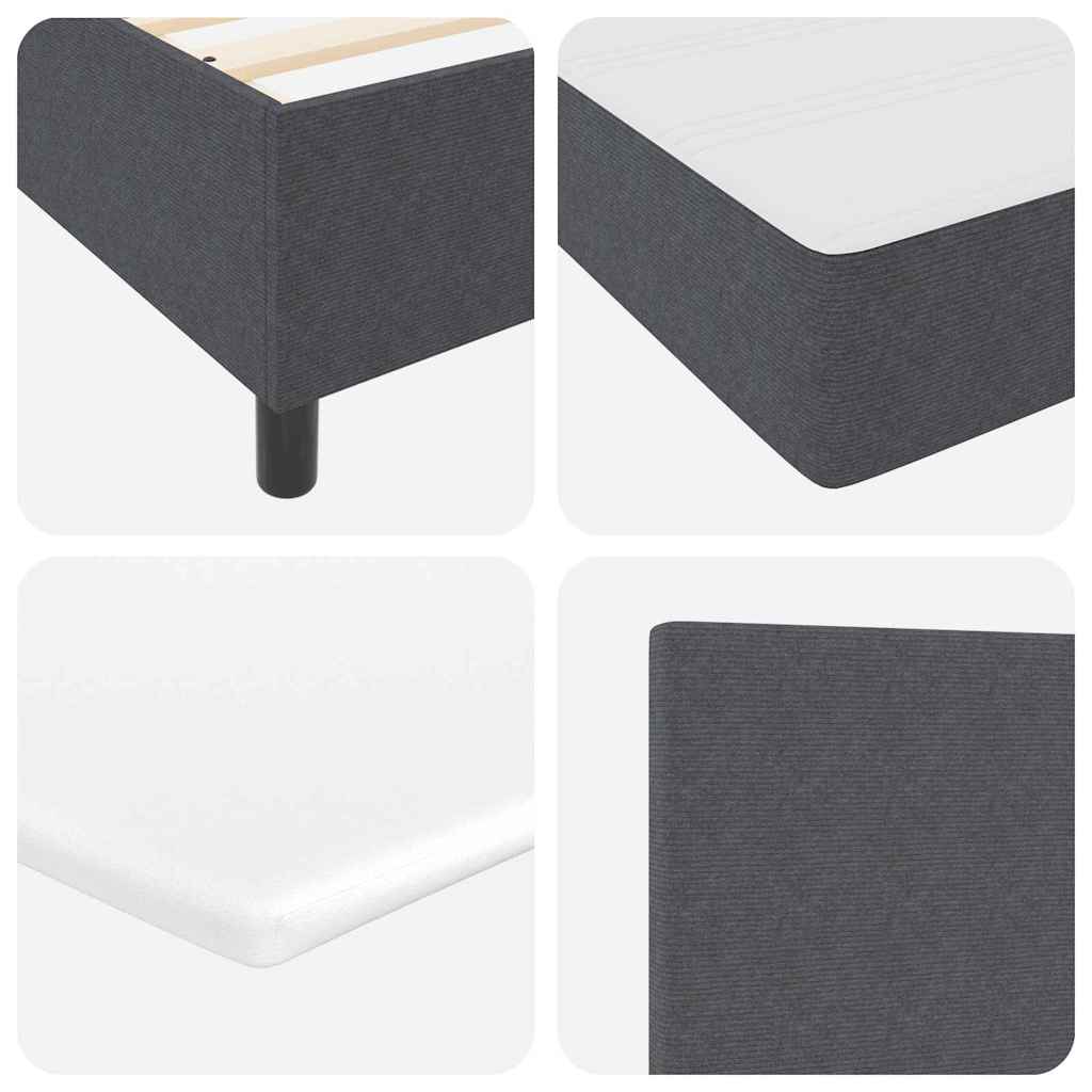 Box Spring Seng Mørkegrå Og Hvid 203 90 88 Cm Corduroy Stof - Billede 11