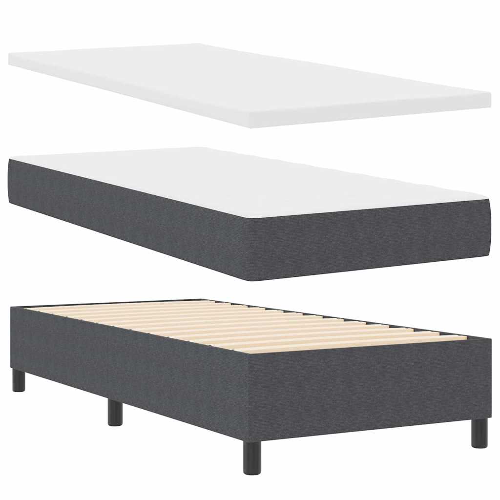 Box Spring Seng Mørkegrå Og Hvid 203 90 88 Cm Corduroy Stof - Billede 6