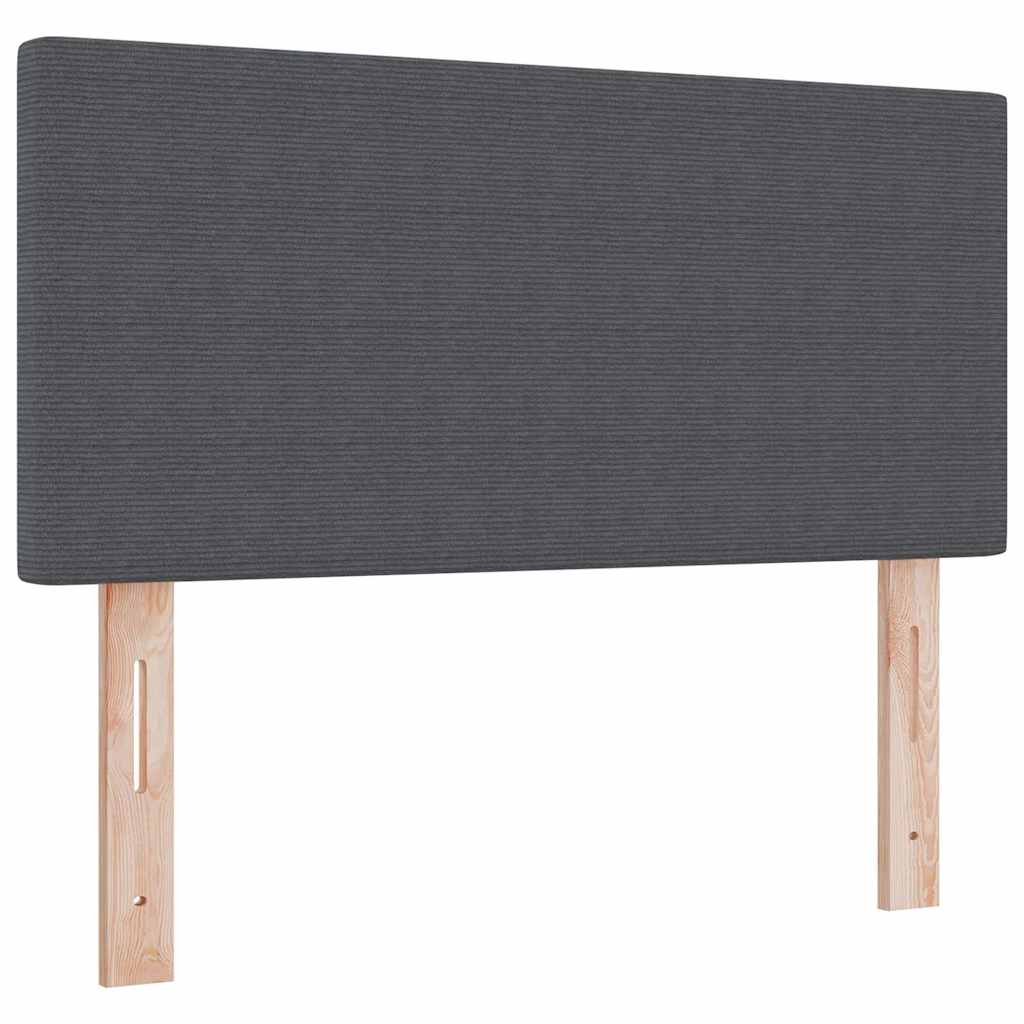 Box Spring Seng Mørkegrå Og Hvid 203 90 88 Cm Corduroy Stof - Billede 7