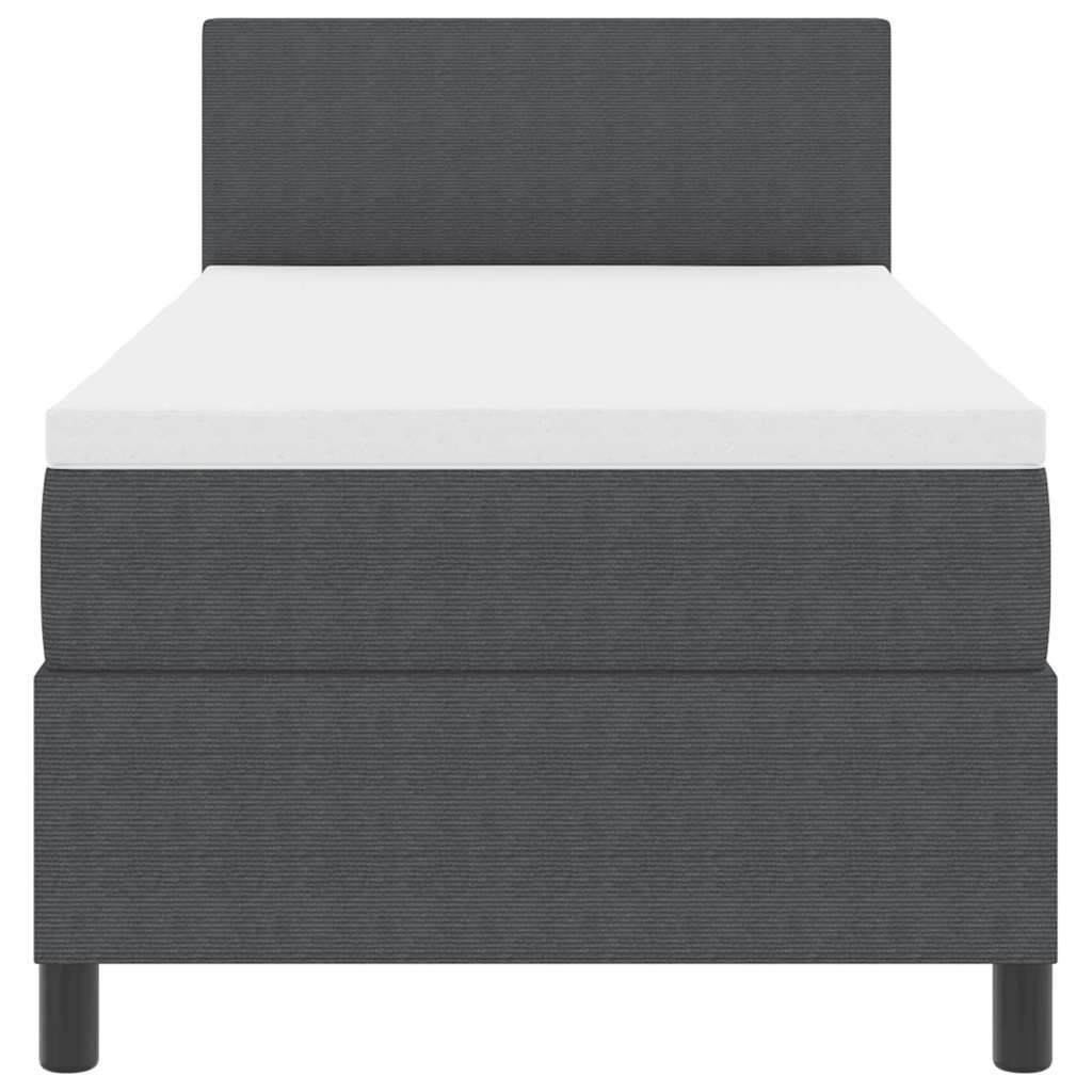 Box Spring Seng Mørkegrå Og Hvid 203 90 88 Cm Corduroy Stof - Billede 8