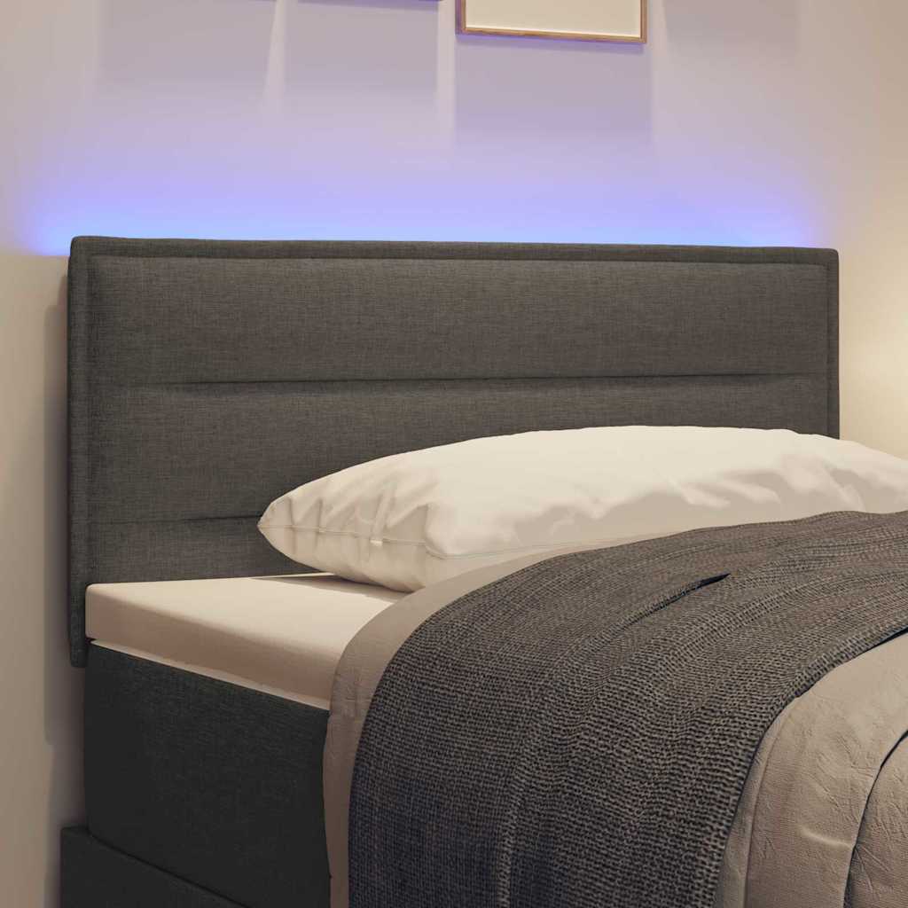Led Sengegavl Med Led -strimmellys Mørkegrå 80 Cm Stof - Billede 5
