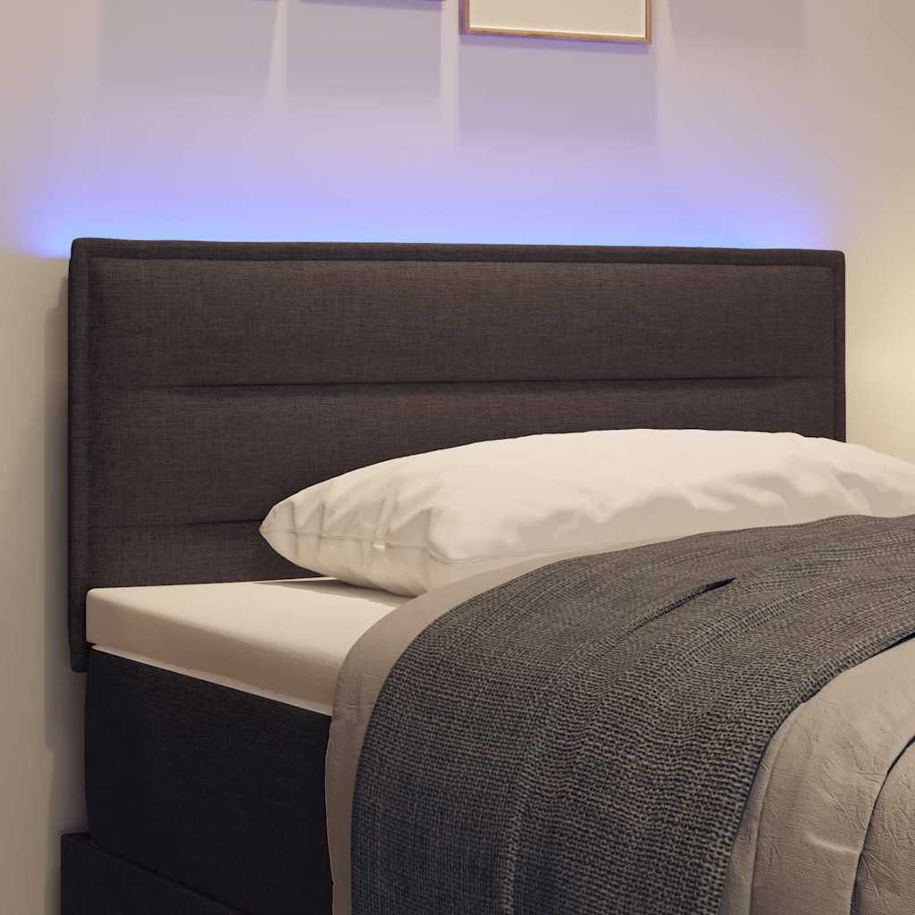 Led Sengegavl Med Led -strimmellys Mørkebrun 80 Cm Stof - Billede 5