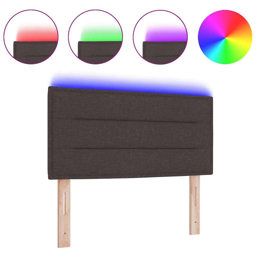Led Sengegavl Med Led -strimmellys Mørkebrun 80 Cm Stof - Billede 3