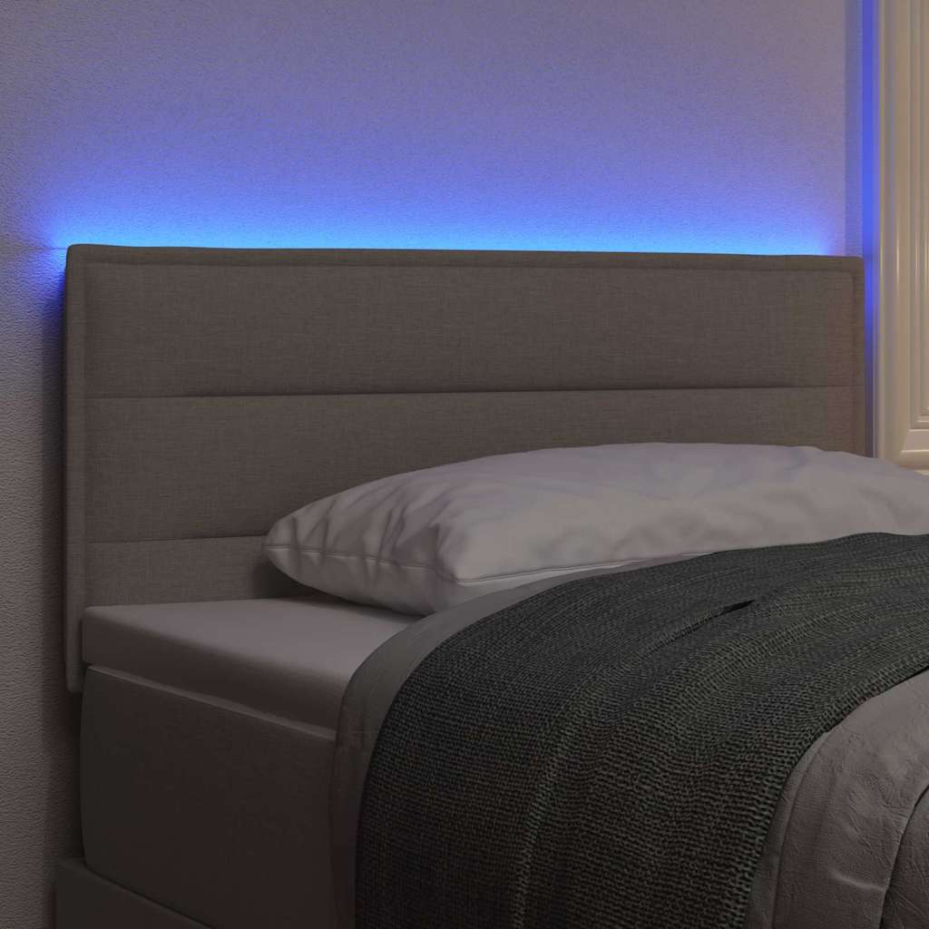 Led Sengegavl Med Led -strimmellys Gråbrun 80 Cm Stof - Billede 5