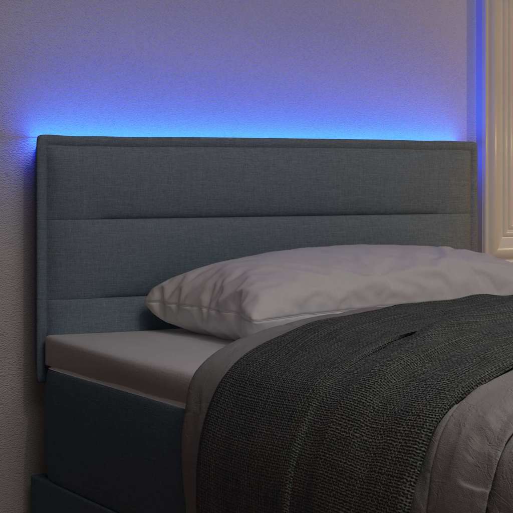 Led Sengegavl Med Led -strimmellys Lysegrå 100 Cm Stof - Billede 5