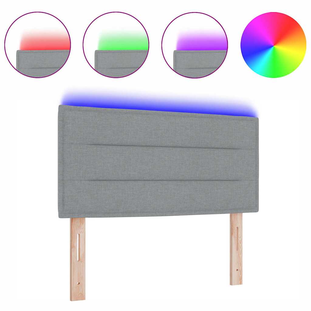 Led Sengegavl Med Led -strimmellys Lysegrå 100 Cm Stof - Billede 3