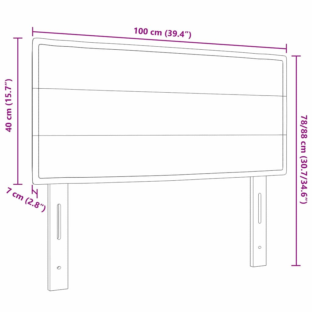 Led Sengegavl Med Led -strimmellys Vægmonteret Sort 100 Cm Stof - Billede 11