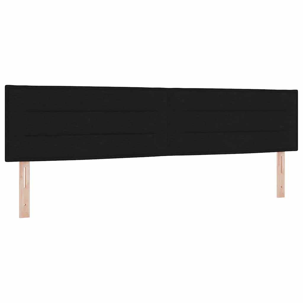 Led Sengegavl Med Led -strimmellys Vægmonteret Sort 200 Cm Stof - Billede 2