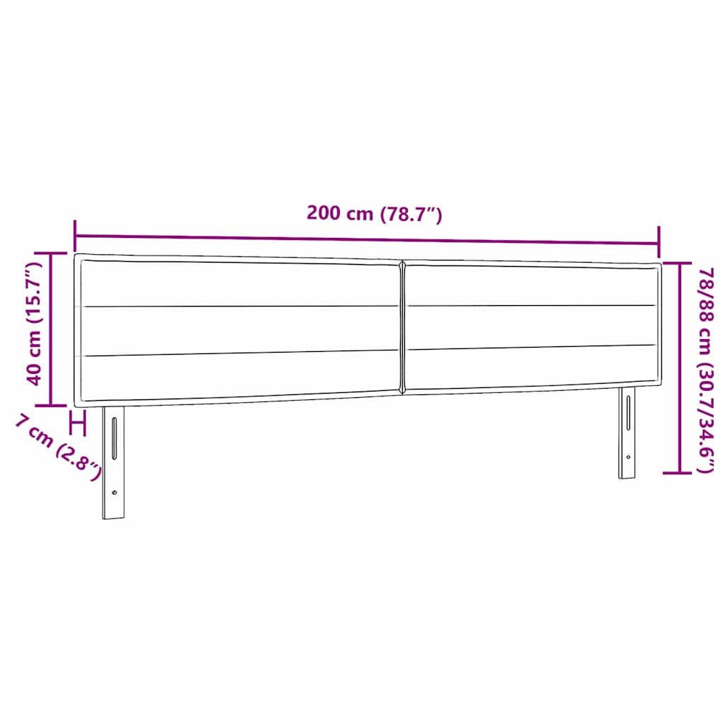 Led Sengegavl Med Led -strimmellys Vægmonteret Sort 200 Cm Stof - Billede 11