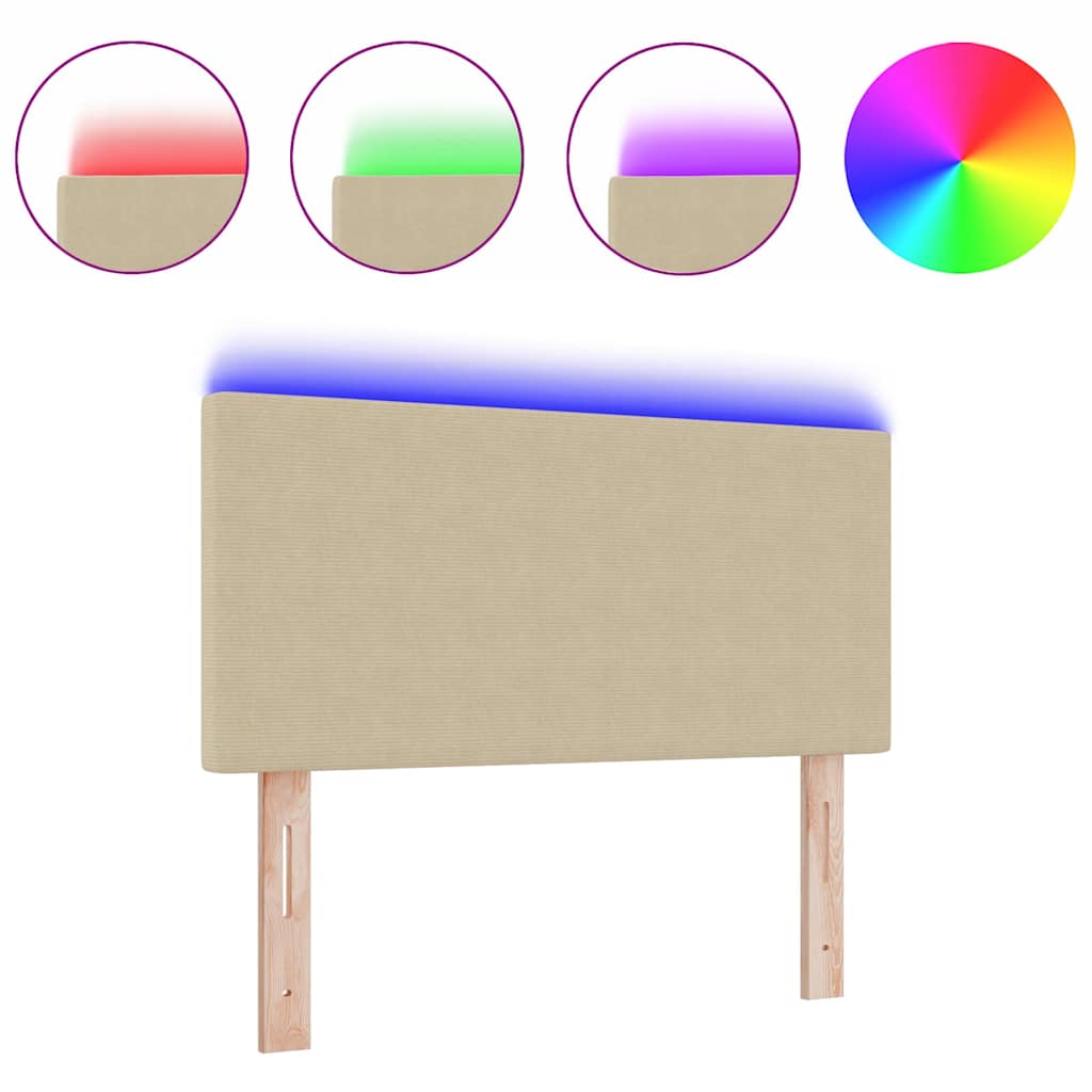 Led Sengegavl Med Led -strimmellys Grå Grøn 90 Cm Stof - Billede 3