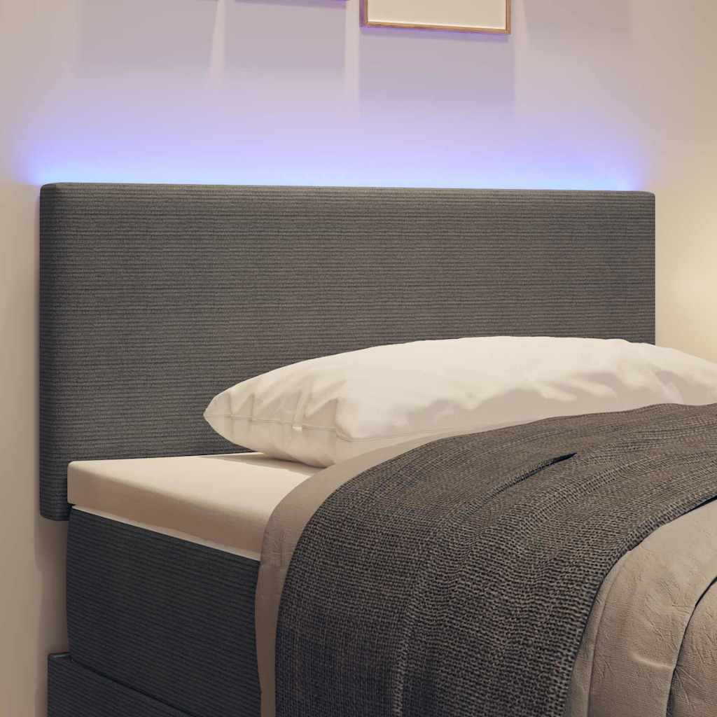 Led Sengegavl Med Led -strimmellys Lysegrå 100 Cm Stof - Billede 5