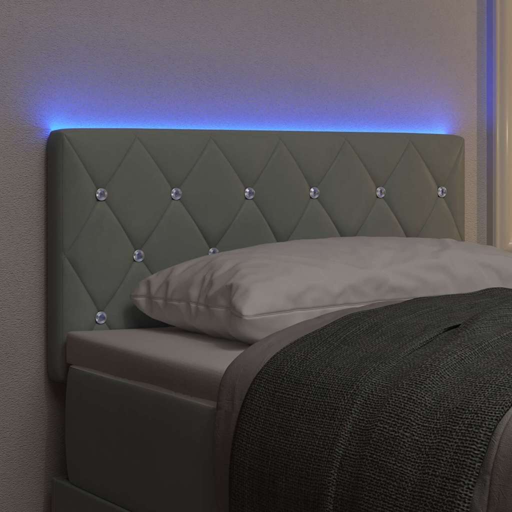Led Sengegavl Med Led -strimmellys Argyle Lysegrå 80 Cm Fløjl - Billede 5