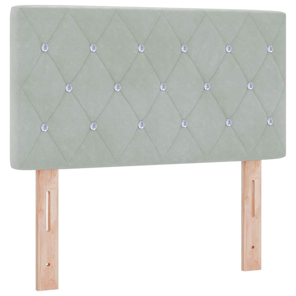Led Sengegavl Med Led -strimmellys Argyle Lysegrå 80 Cm Fløjl - Billede 2