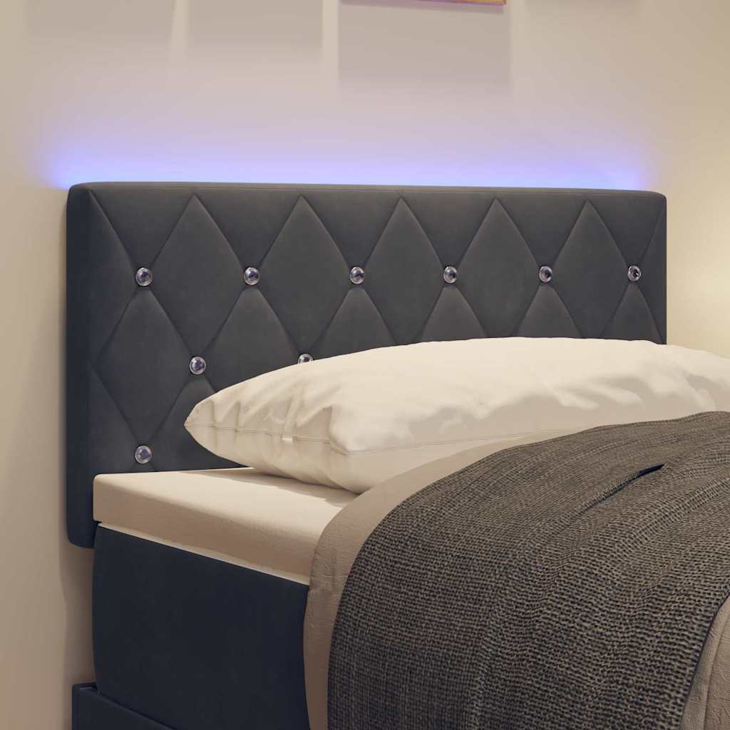 Led Sengegavl Med Led -strimmellys Argyle Mørkegrå 80 Cm Fløjl - Billede 5