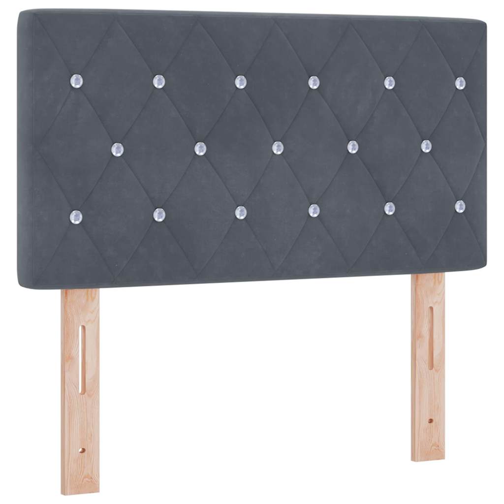 Led Sengegavl Med Led -strimmellys Argyle Mørkegrå 80 Cm Fløjl - Billede 2