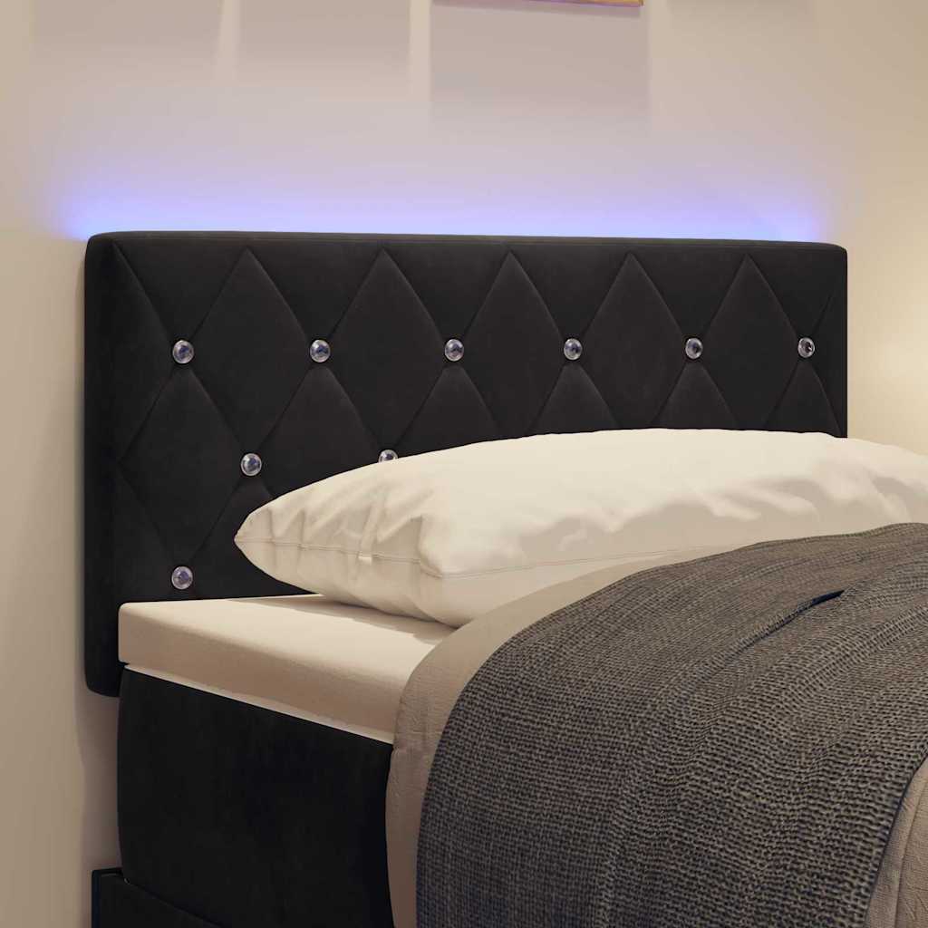 Led Sengegavl Med Led -strimmellys Argyle Sort 80 Cm Fløjl - Billede 5