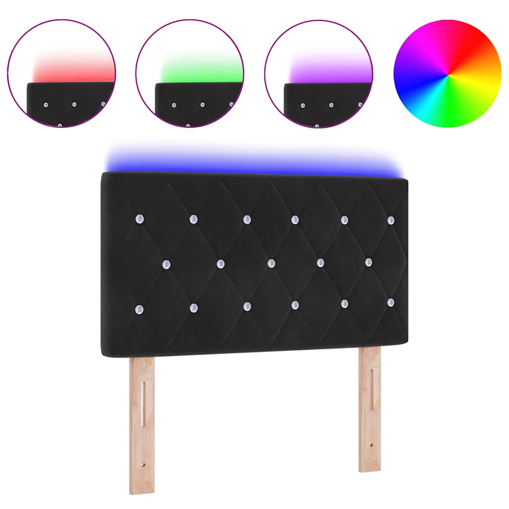 Led Sengegavl Med Led -strimmellys Argyle Sort 80 Cm Fløjl - Billede 3
