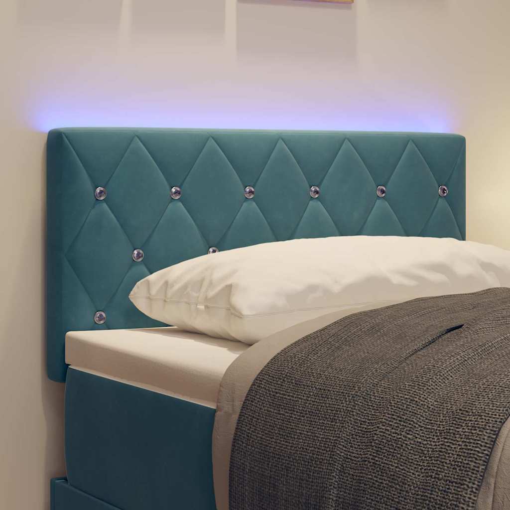 Led Sengegavl Med Led -strimmellys Argyle Mørkeblå 80 Cm Fløjl - Billede 5