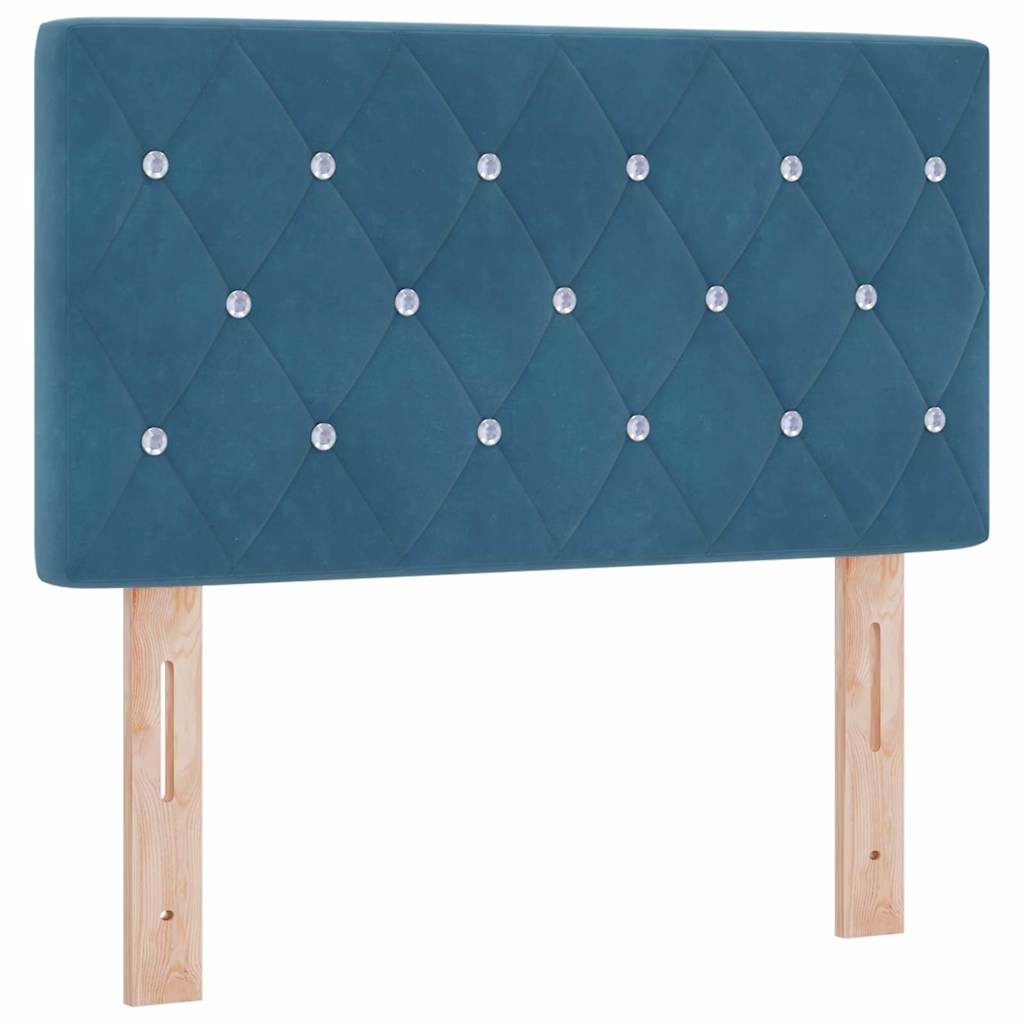 Led Sengegavl Med Led -strimmellys Argyle Mørkeblå 80 Cm Fløjl - Billede 2