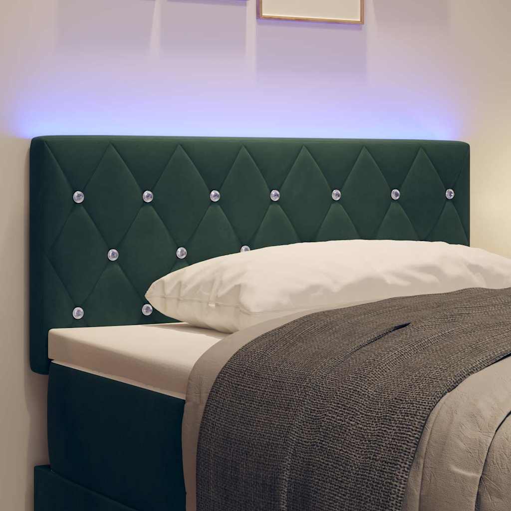 Led Sengegavl Med Led -strimmellys Argyle Mørkegrøn 90 Cm Fløjl - Billede 5