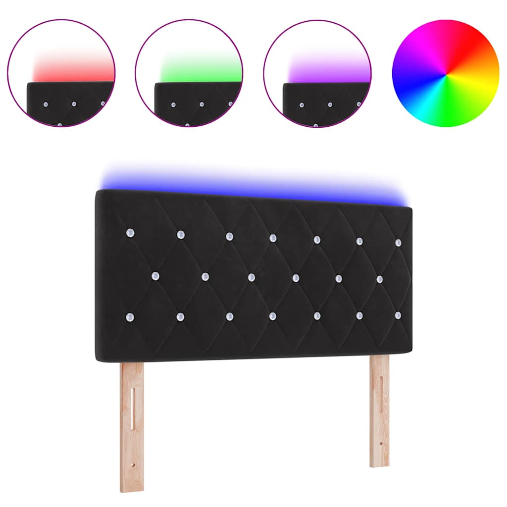 Led Sengegavl Med Led -strimmellys Argyle Sort 100 Cm Fløjl - Billede 3