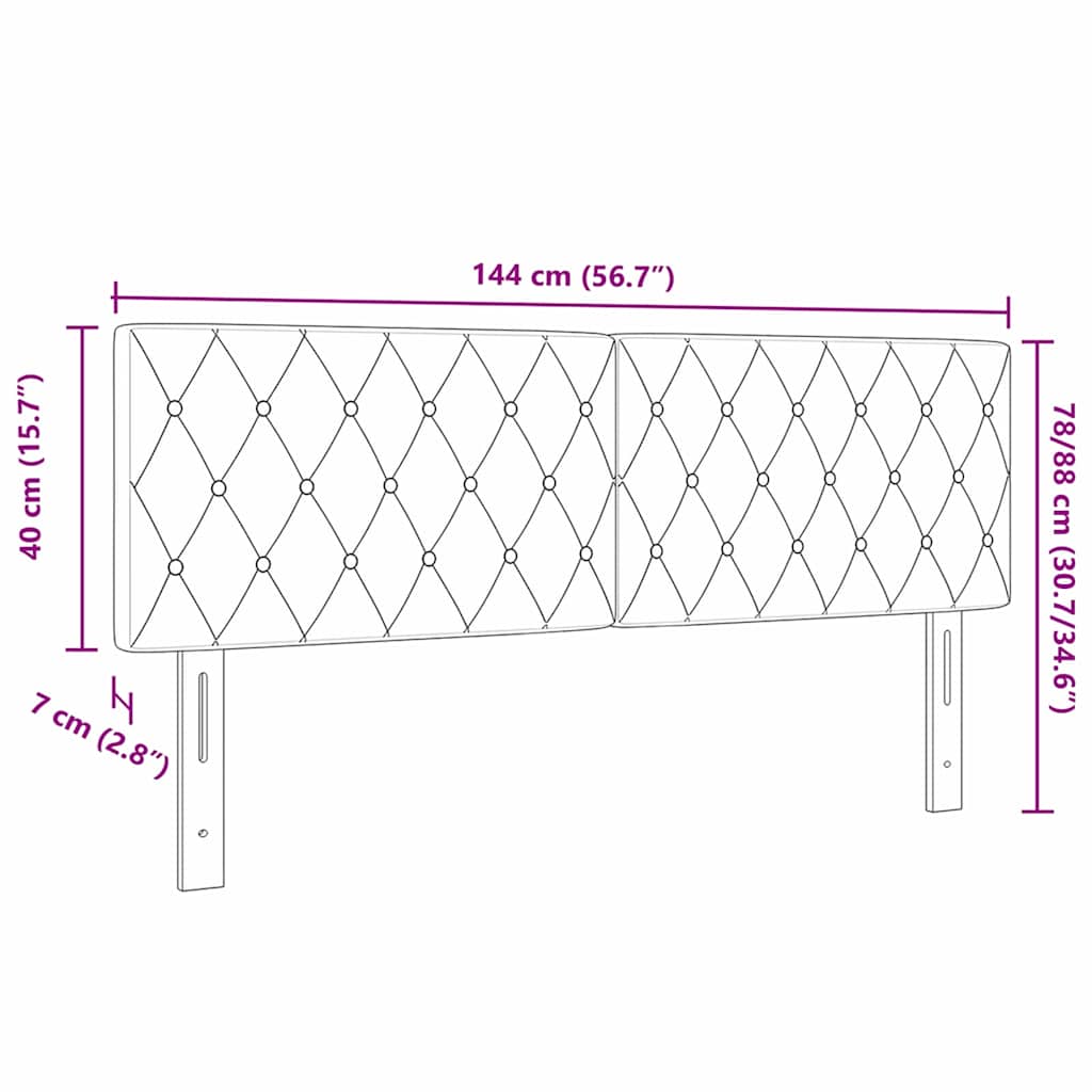 Led Sengegavl Med Led -strimmellys Argyle Sort 144 Cm Fløjl - Billede 9