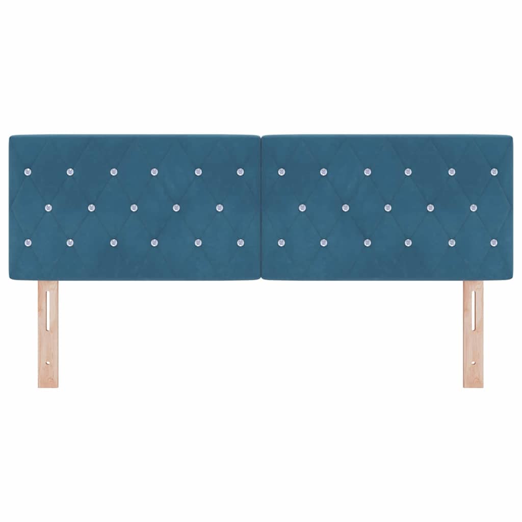 Led Sengegavl Med Led -strimmellys Argyle Mørkeblå 144 Cm Fløjl - Billede 6