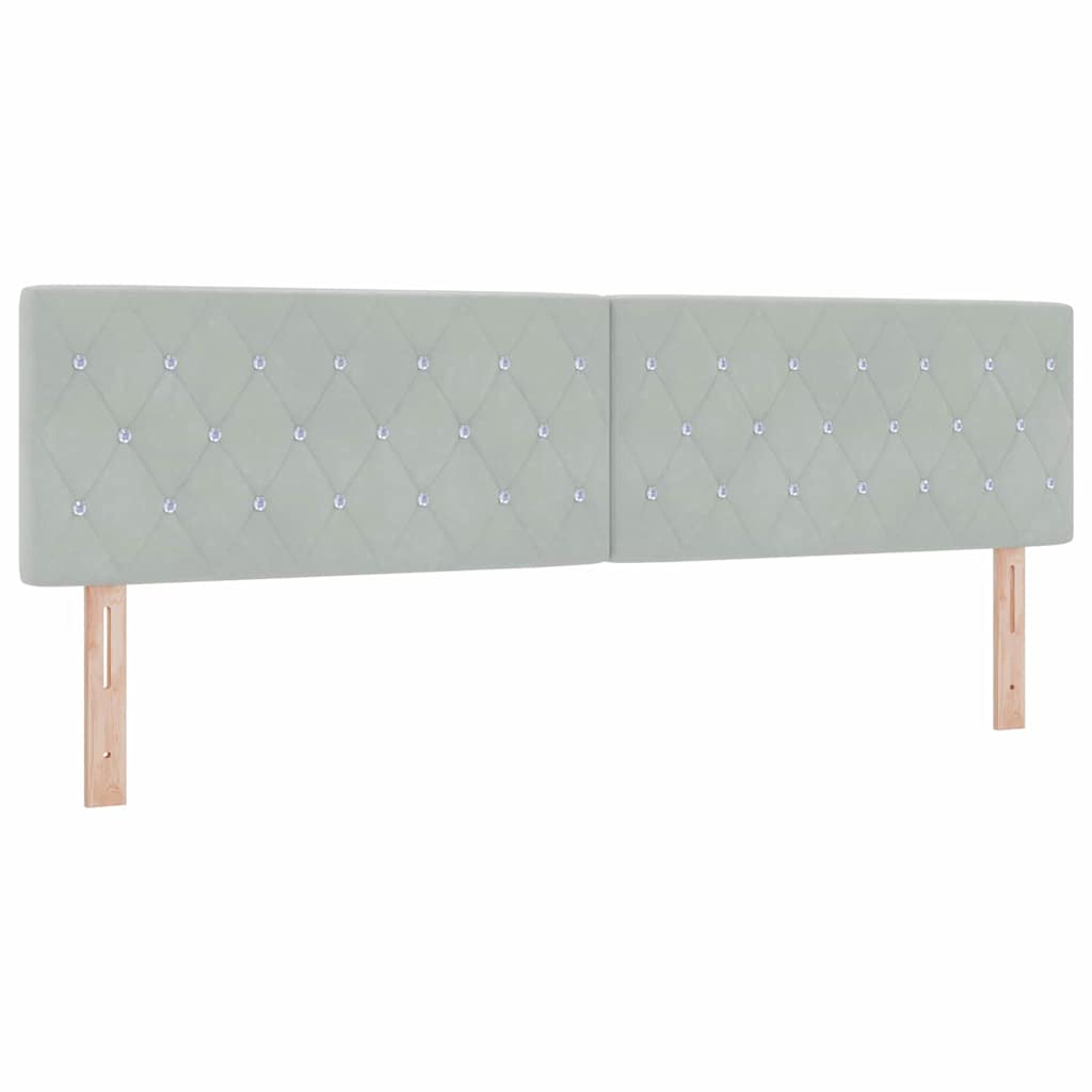 Led Sengegavl Med Led -strimmellys Argyle Lysegrå 90 Cm Fløjl - Billede 2