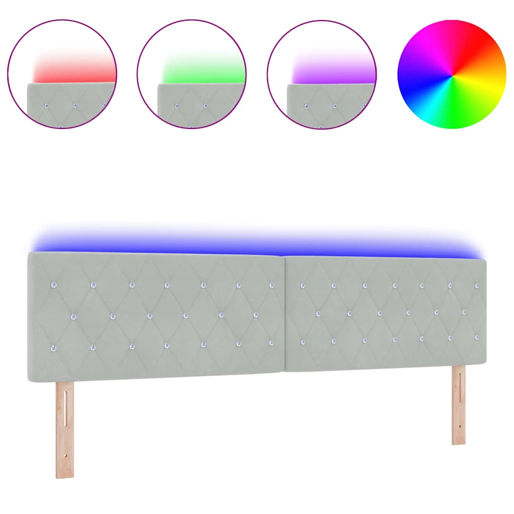 Led Sengegavl Med Led -strimmellys Argyle Lysegrå 90 Cm Fløjl - Billede 3