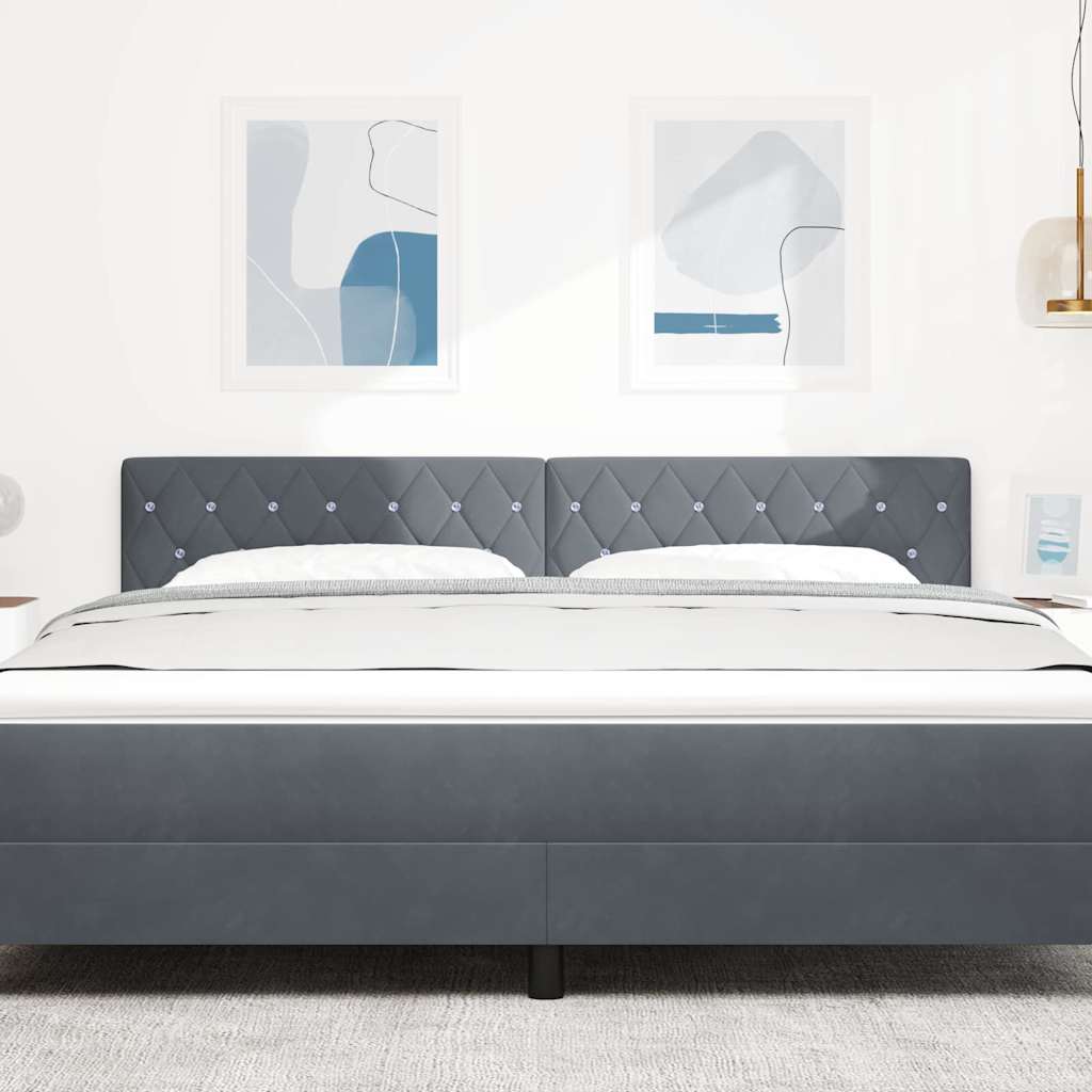 Led Sengegavl Med Led -strimmellys Argyle Mørkegrå 90 Cm Fløjl - Billede 4