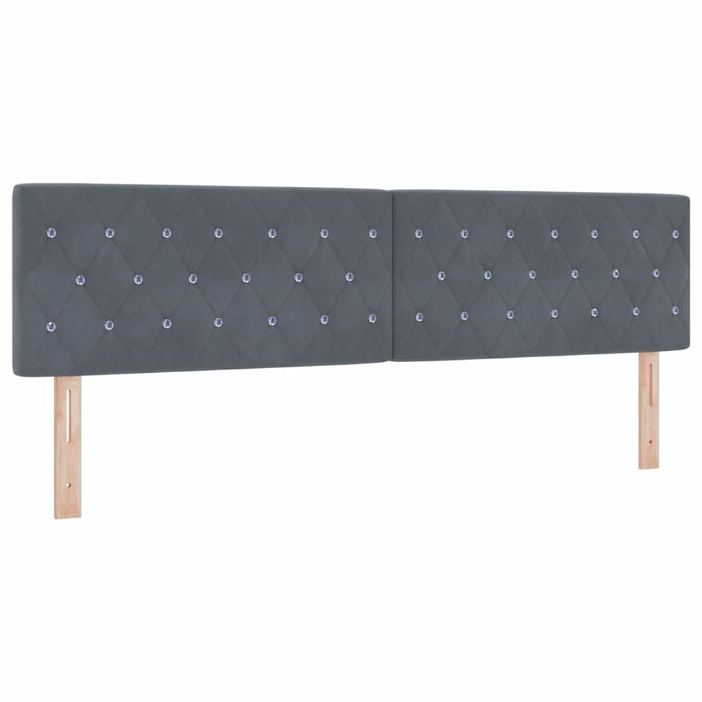 Led Sengegavl Med Led -strimmellys Argyle Mørkegrå 90 Cm Fløjl - Billede 2