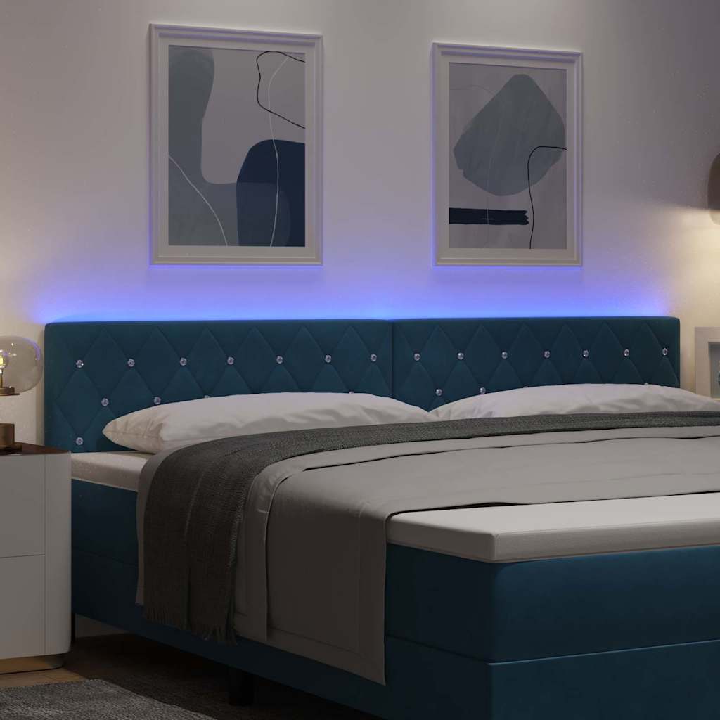 Led Sengegavl Med Led -strimmellys Argyle Mørkeblå 100 Cm Fløjl - Billede 5