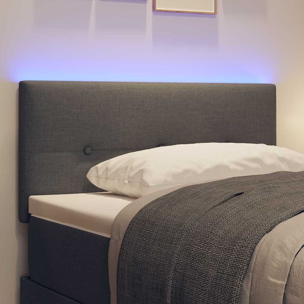 Led Sengegavl Med Led -strimmellys Mørkegrå 80 Cm Stof - Billede 5