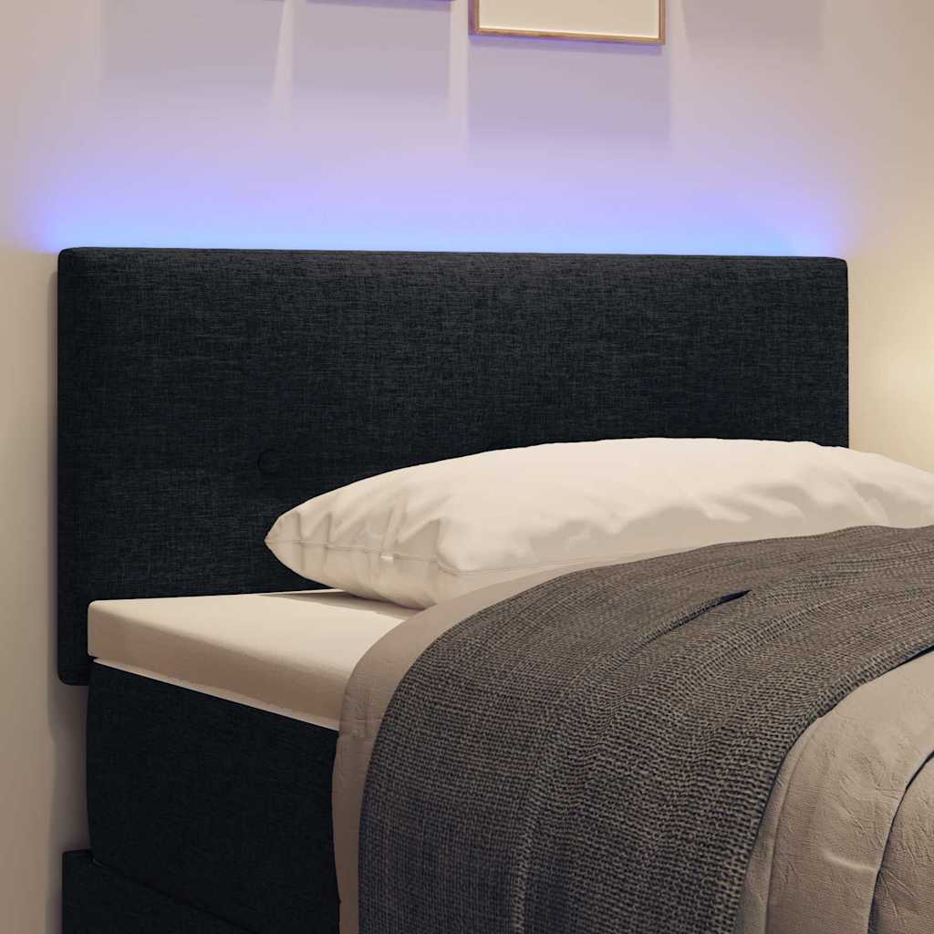 Led Sengegavl Med Led -strimmellys Sort 80 Cm Stof - Billede 5