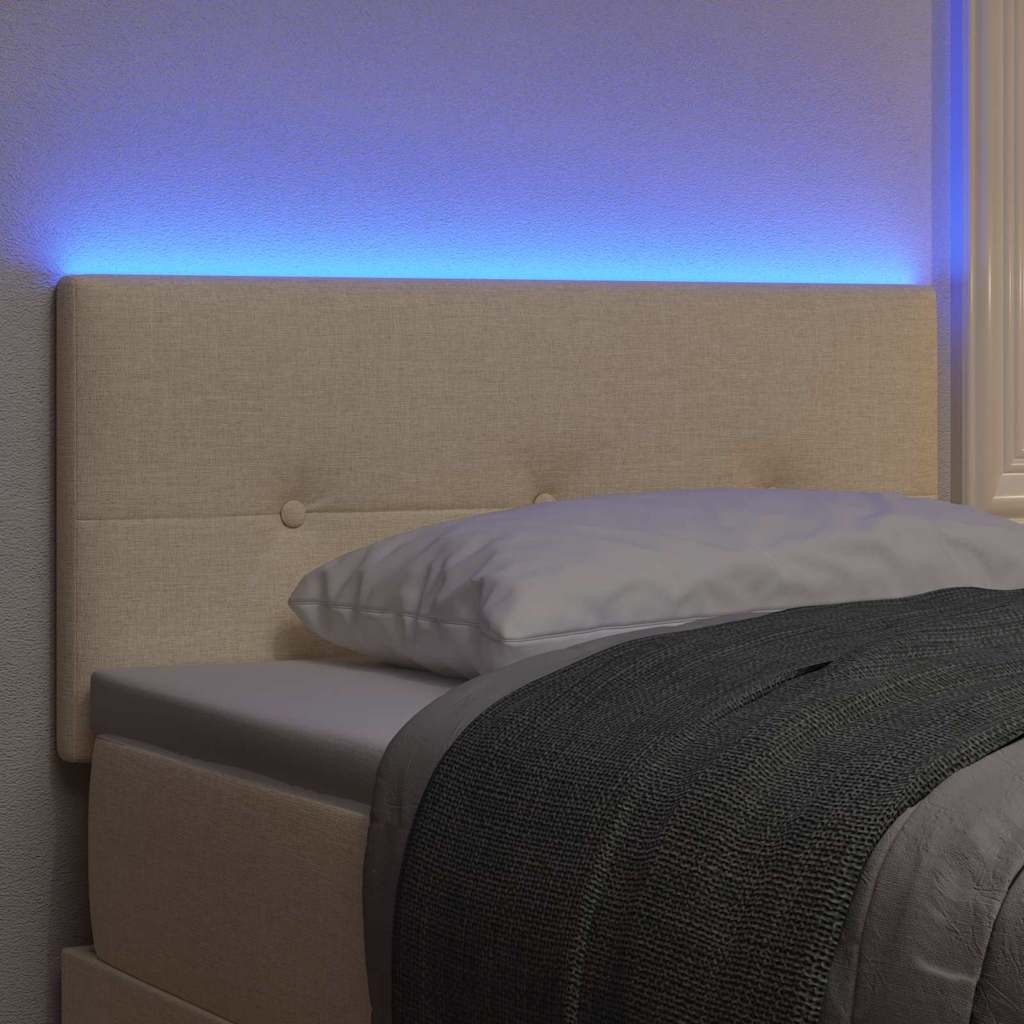 Led Sengegavl Med Led -strimmellys Creme 90 Cm Stof - Billede 5