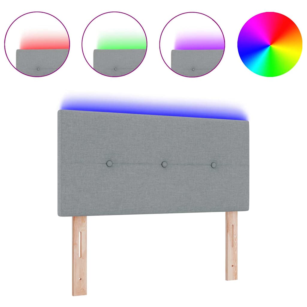 Led Sengegavl Med Led -strimmellys Manuel Lysegrå 100 Cm Stof - Billede 3
