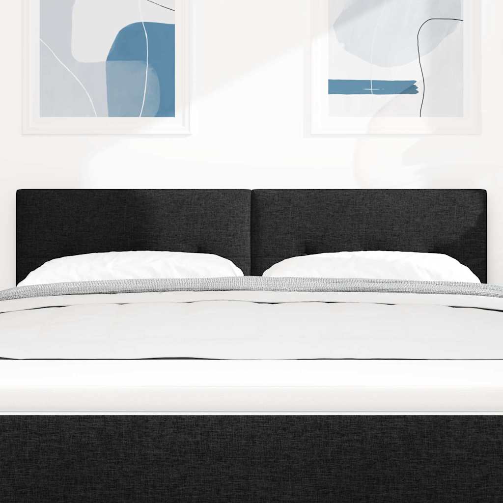 Led Sengegavl Med Led -strimmellys Sort 144 Cm Stof - Billede 4