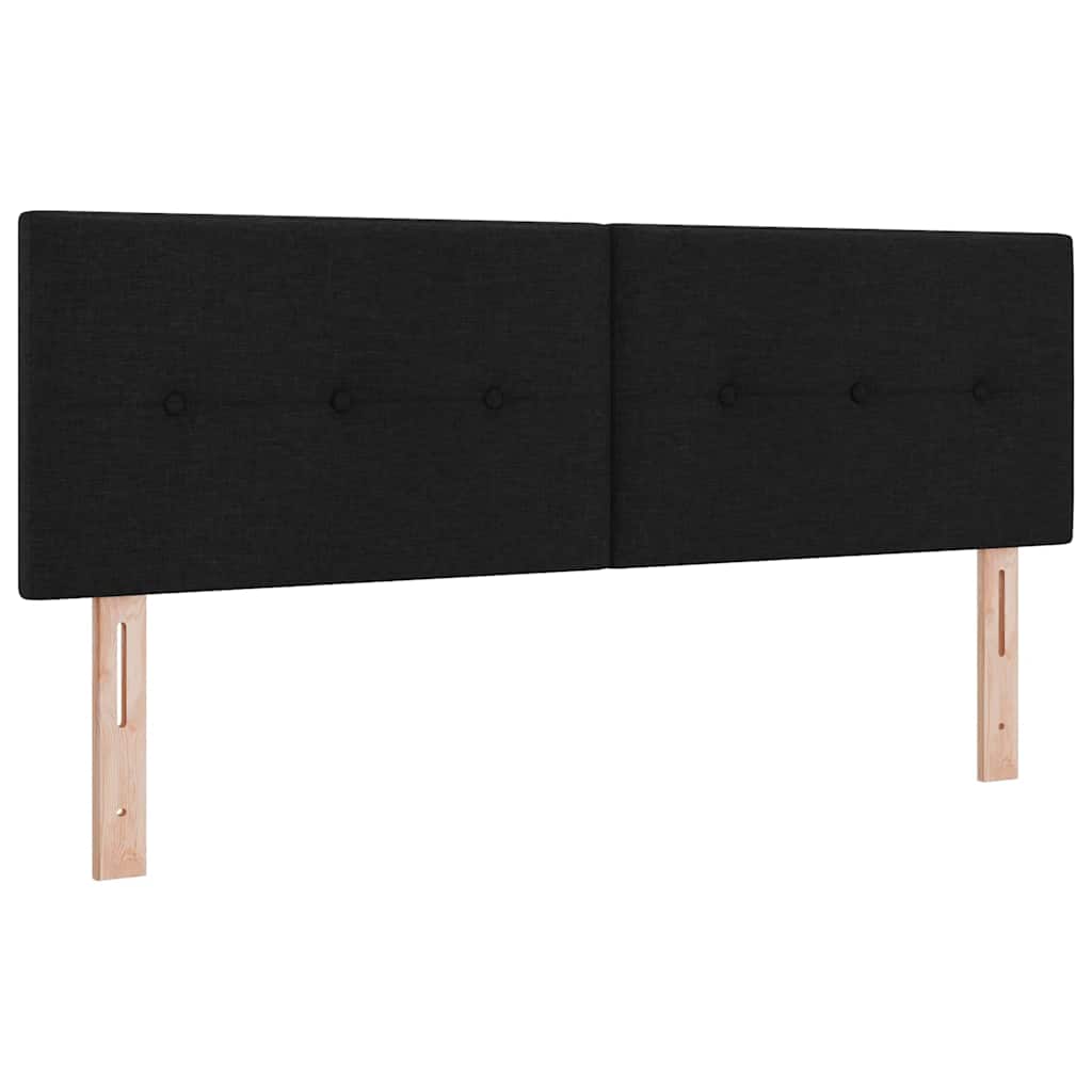 Led Sengegavl Med Led -strimmellys Sort 144 Cm Stof - Billede 2