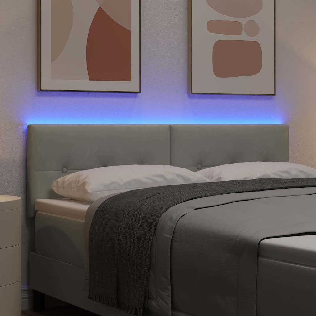 Hovedgærde Med Led -strimmellys Lysegrå 80 Cm Fløjl - Billede 5