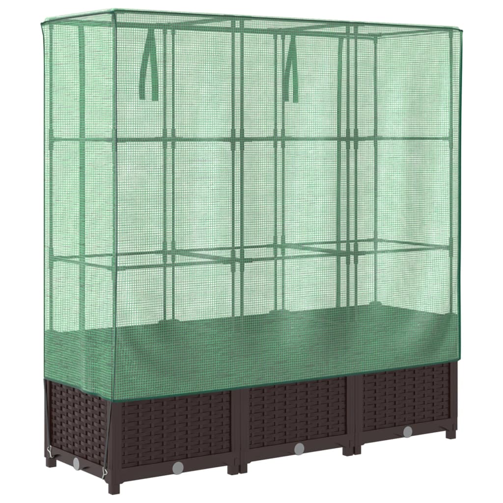 Højbed Med Drivhusovertræk Rattan-Look