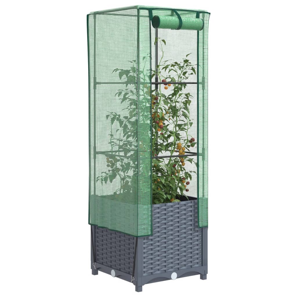 Højbed Med Drivhusovertræk Rattan-Look